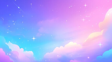Naklejka premium Pastel Sky Clouds Stars Night