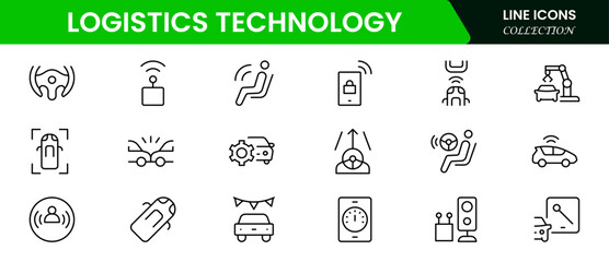 Logistics icons are set in two styles, Duotone and Thin Line. box, delivery, insurance, ship, rating, cash on delivery Vector illustration web line icon collection