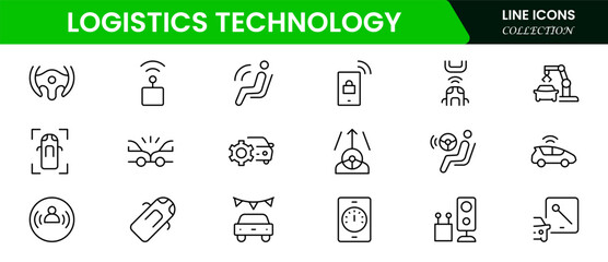Logistics icons are set in two styles, Duotone and Thin Line. box, delivery, insurance, ship, rating, cash on delivery Vector illustration web line icon collection
