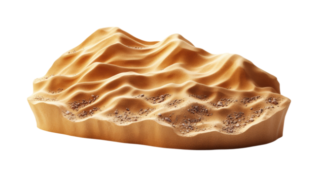 Sculptural sand dune formation desert landscape model realistic isolated on transparent background