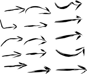 Black arrow set.Text design elements.Hand painted symbols.