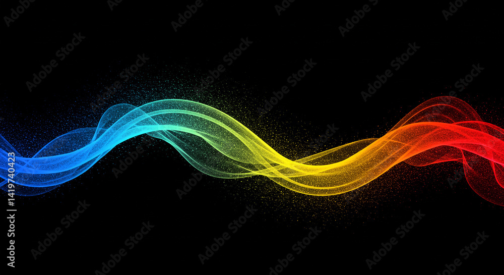 Aufkleber abstract wave of color flowing across a black background with sparkling light effects design