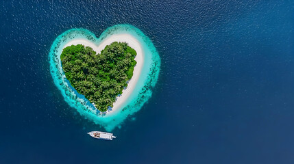 Heart Shaped Island In Turquoise Ocean