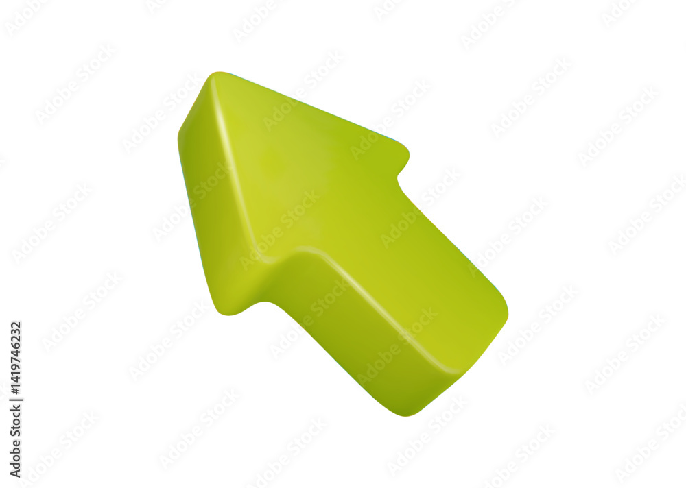 Poster green arrow 3d vector up icon isolated. direction and arrows concept. cartoon minimal style. click c
