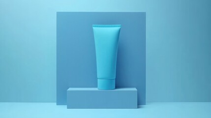 Fototapeta premium A cosmetic product tube is displayed on a minimal display setting