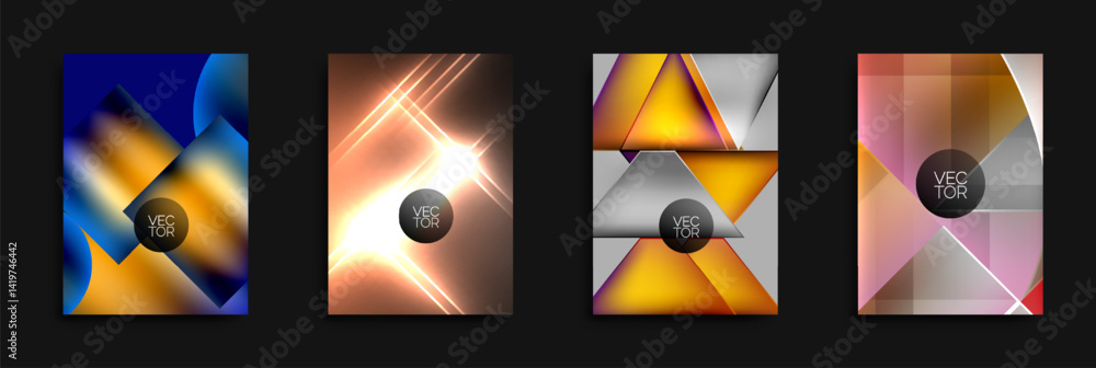 Poster abstract geometric backgrounds. bright colors, dynamic shapes, vector illustrations. modern design e