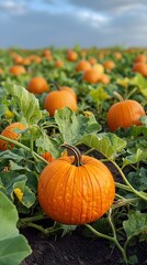 "Autumn Harvest: Aerial View of Colorful Pumpkin Patch"