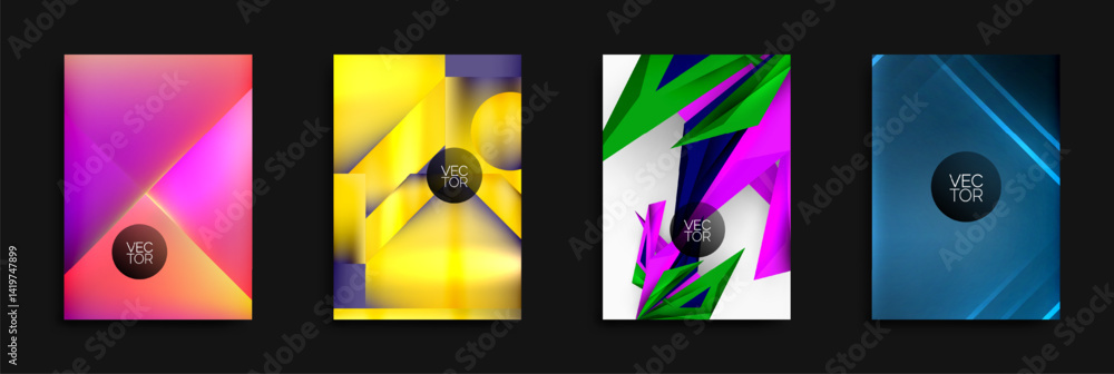 Poster bright abstract backgrounds. geometric shapes, vibrant colors, modern design elements. vector illust
