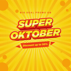 Super October Discount summer sale vector illustration