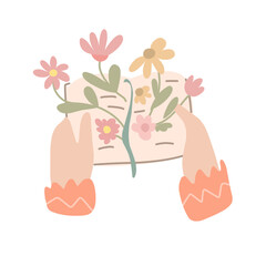 Vector illustration of Book with spring flowers on white background