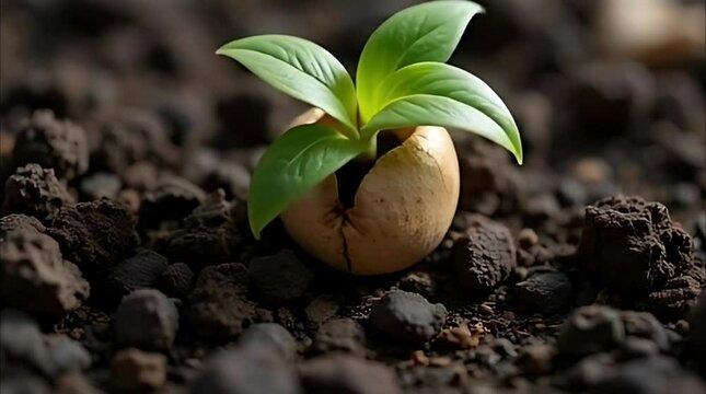 Time-lapse of a single seed growing in slow motion in a time-isolated frame