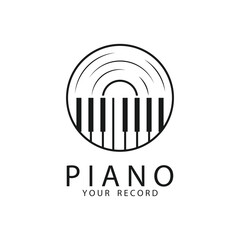 Piano Logo, Musical Instrument Vector, Design For Music Store, Piano Music Class
