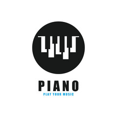Piano Logo, Musical Instrument Vector, Design For Music Store, Piano Music Class