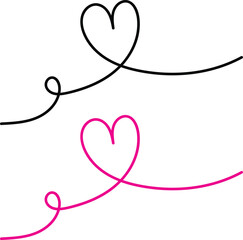 Hand drawn linear love heart design, Heart line vector illustration