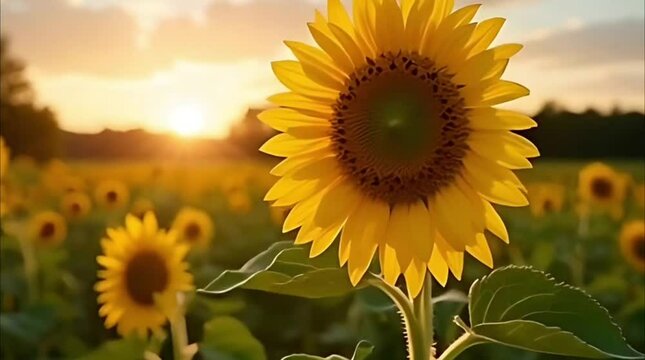 Time-lapse of a sunflower turning towards the sun as it grows