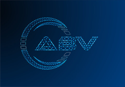 ABV low poly letter logo vector design. ABV lower poly logo design.