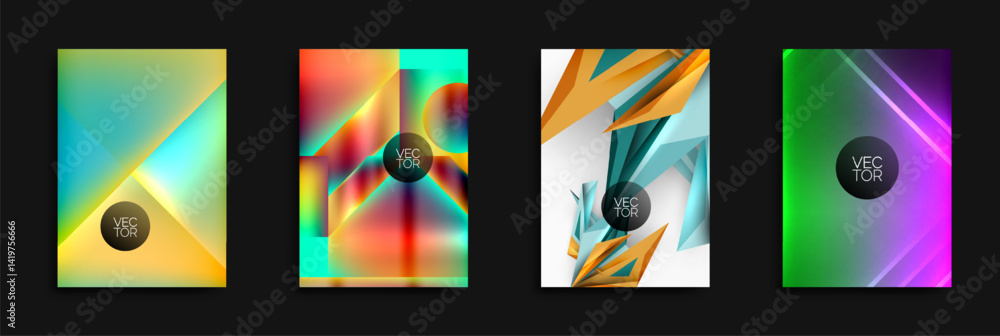 Aufkleber abstract backgrounds showcase vibrant color gradients, geometric shapes, dynamic compositions. desig