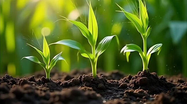 Time-lapse of a corn stalk sprouting and growing tall