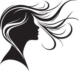 Elegant Abstract Female Silhouette Vector with Flowing Hair on White Background

