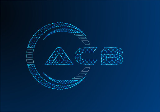ACB low poly letter logo vector design. ACB lower poly logo design.