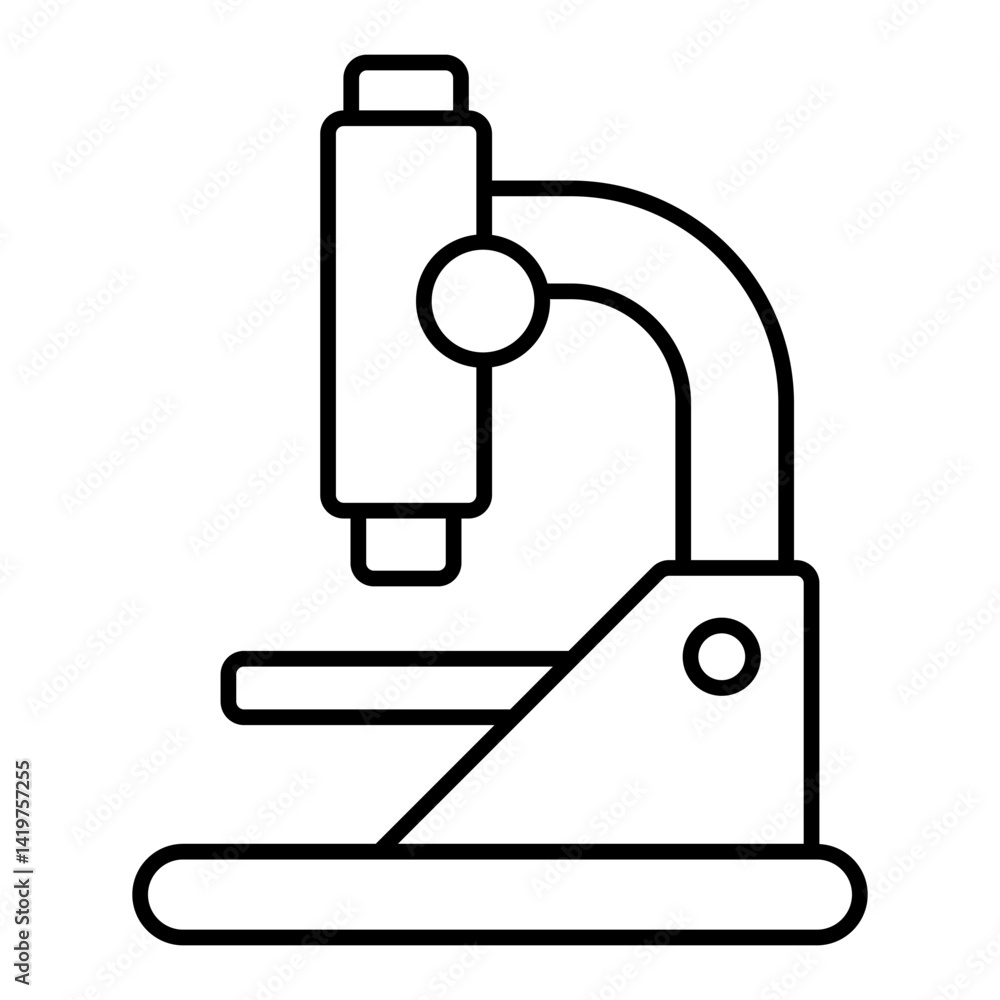 Poster laboratory microscope thin line icon, science concept. vector graphics. microscope sign on white bac