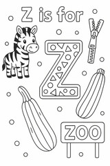 Zebra Coloring Page for Kids Fun Educational Activity