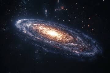 Naklejka premium Stunning view of a spiral galaxy with bright core and vibrant stars in deep space