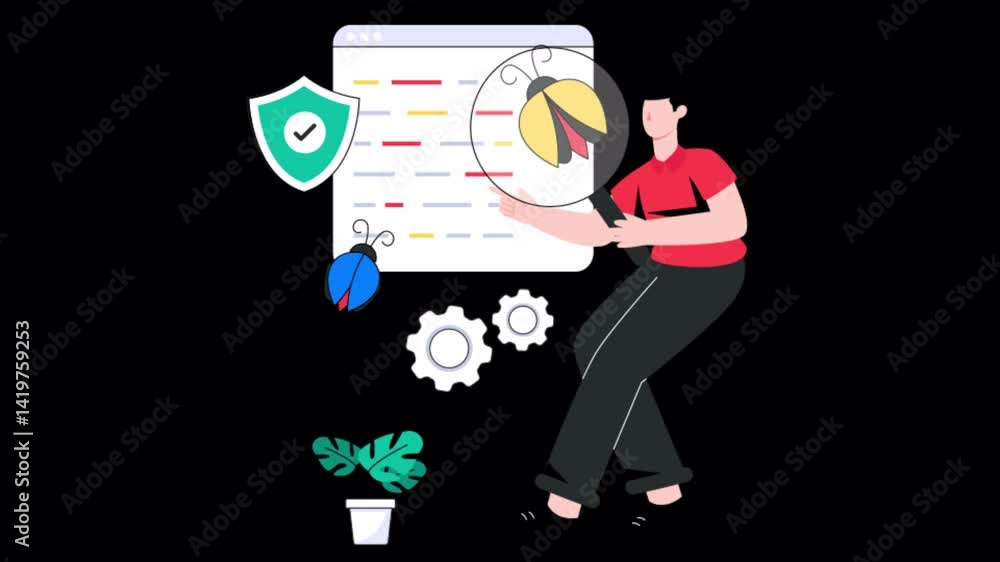 Poster antivirus motion graphic rendering with transparent alpha channel and 4k resolution