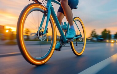 Fast Bicycle Ride at Sunset - Urban Cycling Experience , ecology photo series