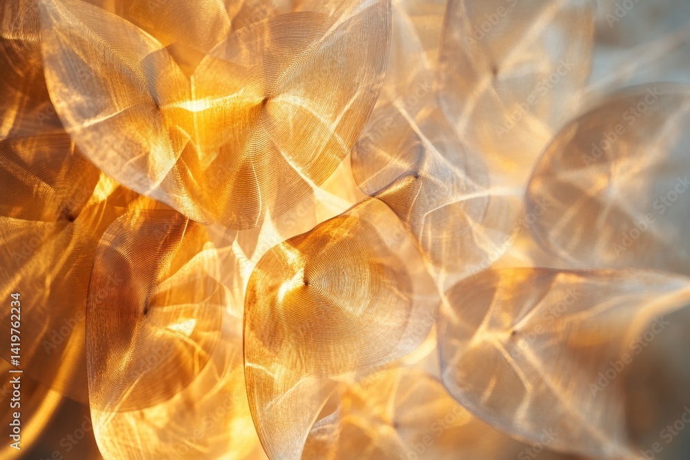 Poster textured light patterns creating warm hues in a close-up abstract composition