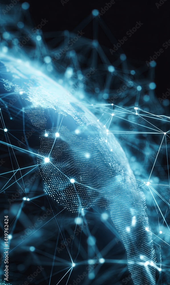 Poster global connectivity visualized with digital networks and data