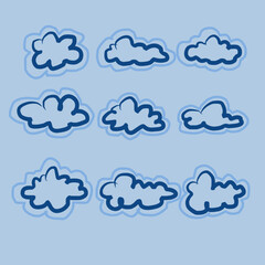 Title	
A Set of Abstract Vector Illustration of Blue Cloud Shapes with Decorative Line Edges, Minimalist Sky Elements for Weather Graphics and Creative Design