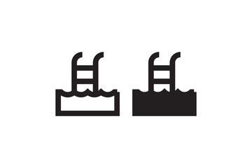 Swimming pool icon with ladder in silhouette Vector