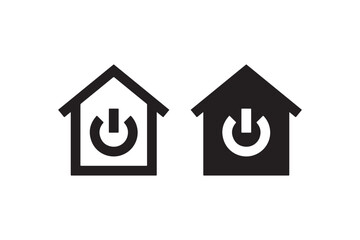 Smart home power icon in black silhouette Vector