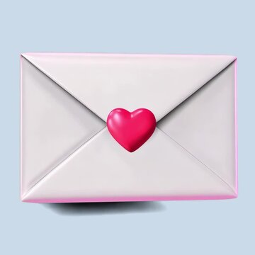 Heartfelt envelope with love animation isolated asset, transparent 4K video, alpha channel, ProRes 4444