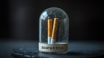 Cigarettes Under Glass Dome Representing Quarantine and Isolation