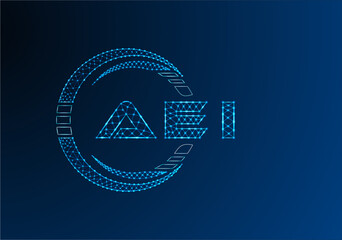 AEI low poly letter logo vector design. AEI lower poly logo design.