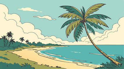Obraz premium tropical beach with palm trees