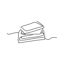Continuous line book graphic design vector illustration.