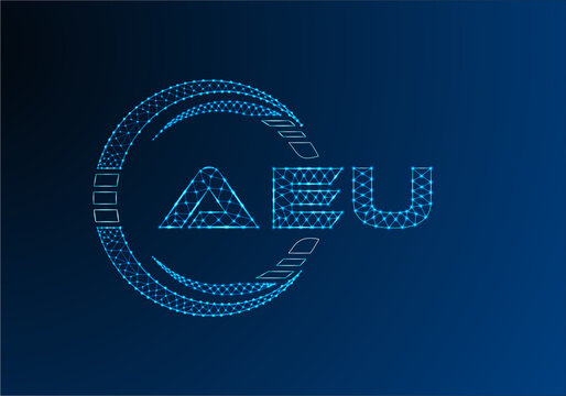 AEU low poly letter logo vector design. AEU lower poly logo design.