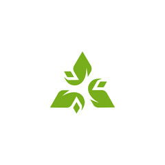 Trinity Triquentra icon logo, geometric leaf triangle for nature industri, triangular