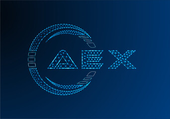 AEX low poly letter logo vector design. AEX lower poly logo design.