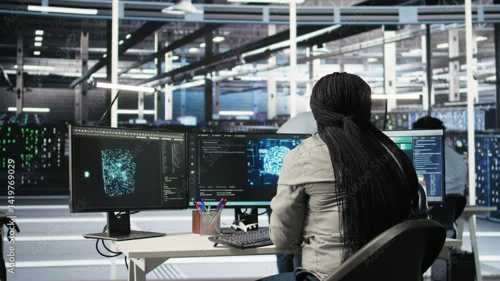 Poster server room specialist applies artificial intelligence technology to minimize system downtime. afric