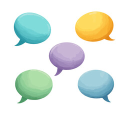 Colorful Watercolor Speech Bubbles on White
