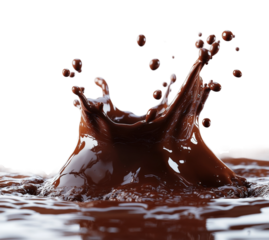 Chocolate splash action minimalist dynamics isolated on transparent background