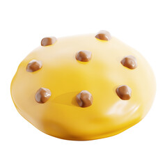 A 3D rendered chocolate chip cookie with a soft texture and glossy highlights. Transparent PNG background, ideal for UI/UX design, game development, web elements, stickers, or digital marketing conten