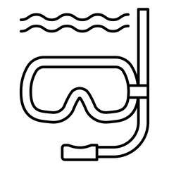 Mask and snorkel for diving water thin line icon, eco tourism concept. Vector graphics. Underwater diving, sport sign on white background, linear style mobile or design.