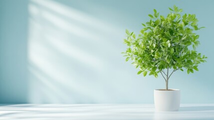 Plant on Light Blue Wall