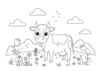 Obraz premium coloring page with a goat animal in the farm illustration