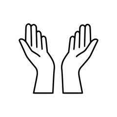 Obraz premium Outline hands in prayer position on a transparent background 